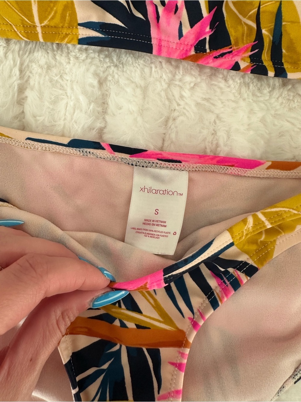 Target Tropical Leaf Print Bikini Set in Pink, Olive & Navy - Picture 3 of 7
